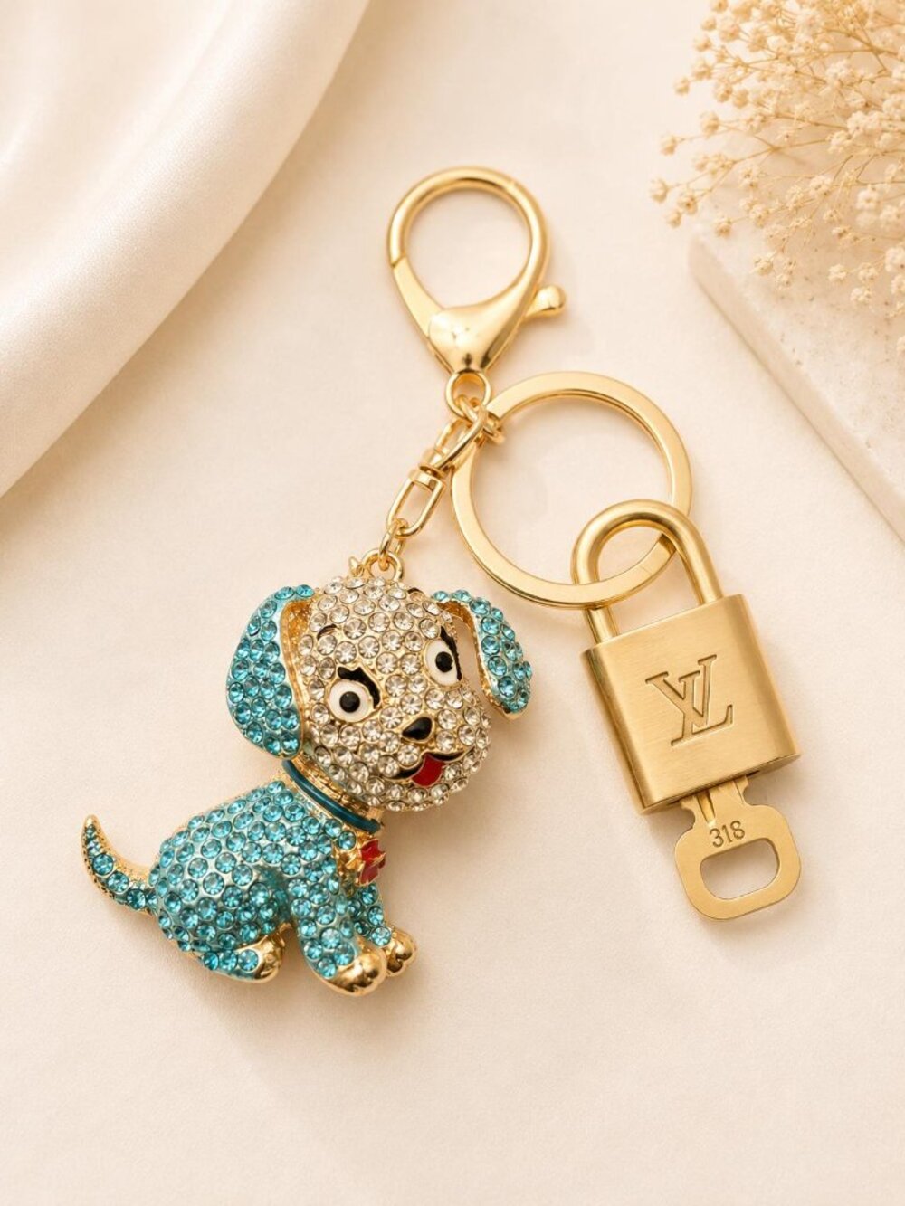 Louis Vuitton Authentic Gold Lock 🔒 Unbranded Dog Keychain Charm for Bags